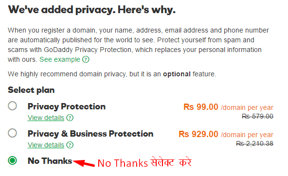 Godaddy Privacy Plan Select