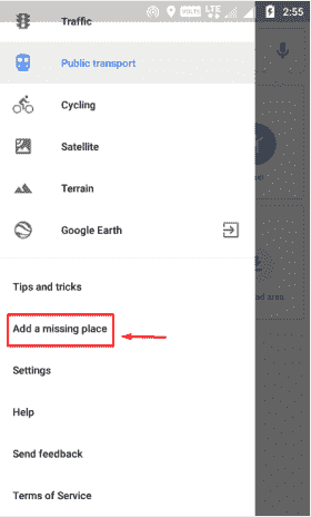 Add Missing Button google map option