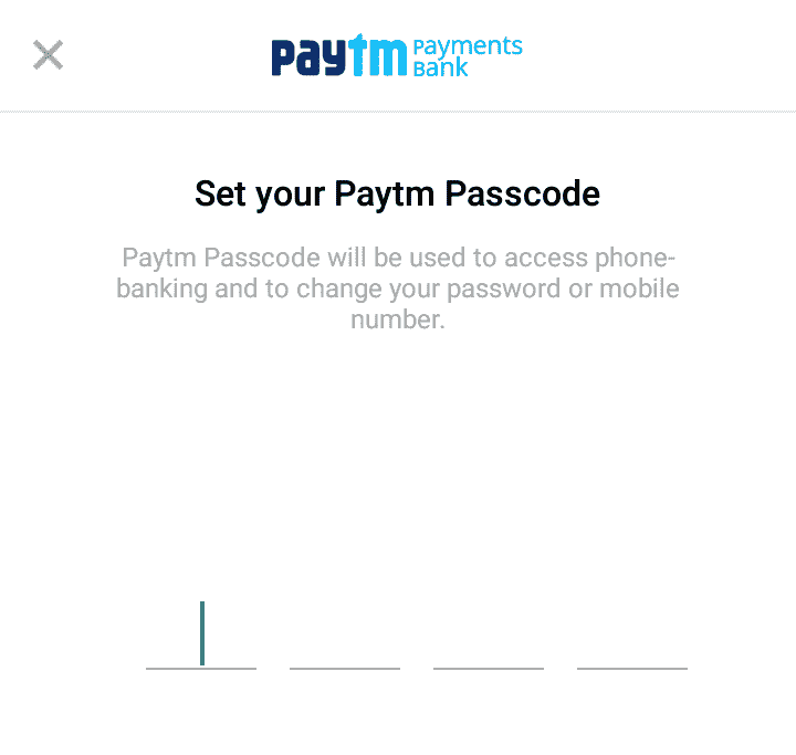 paytm payment bank passcode hindi