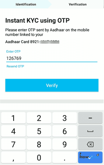 Aadhar Card OTP Code Verify