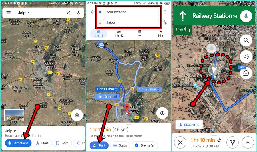 Google Map Kaise Dekhe Way Rasta Road Location Hindi