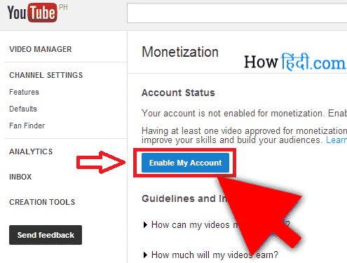 Youtube Monetize Enable My Account